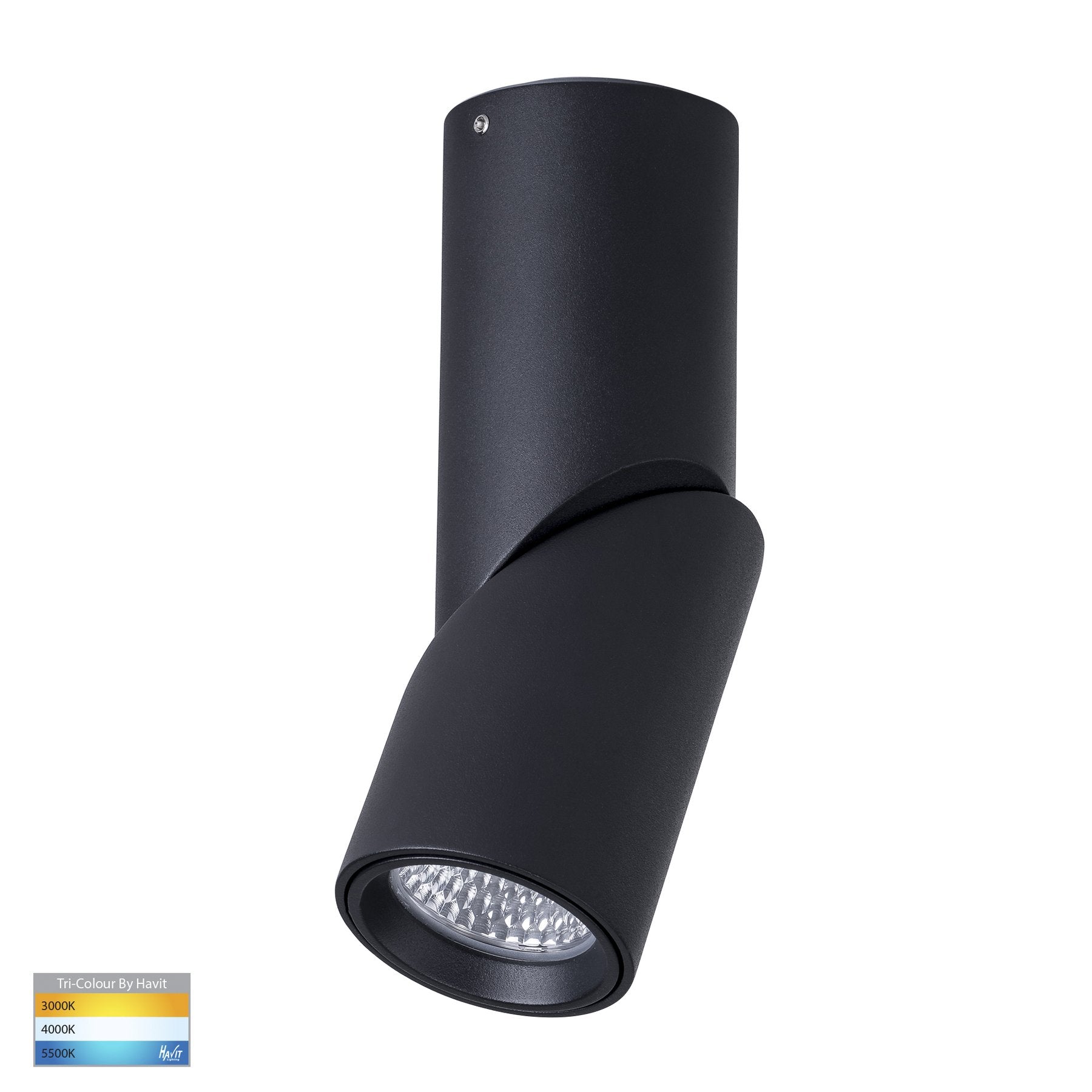 Nella 7w Rotatable Black Tri-Colour LED Surface Mounted Downlight