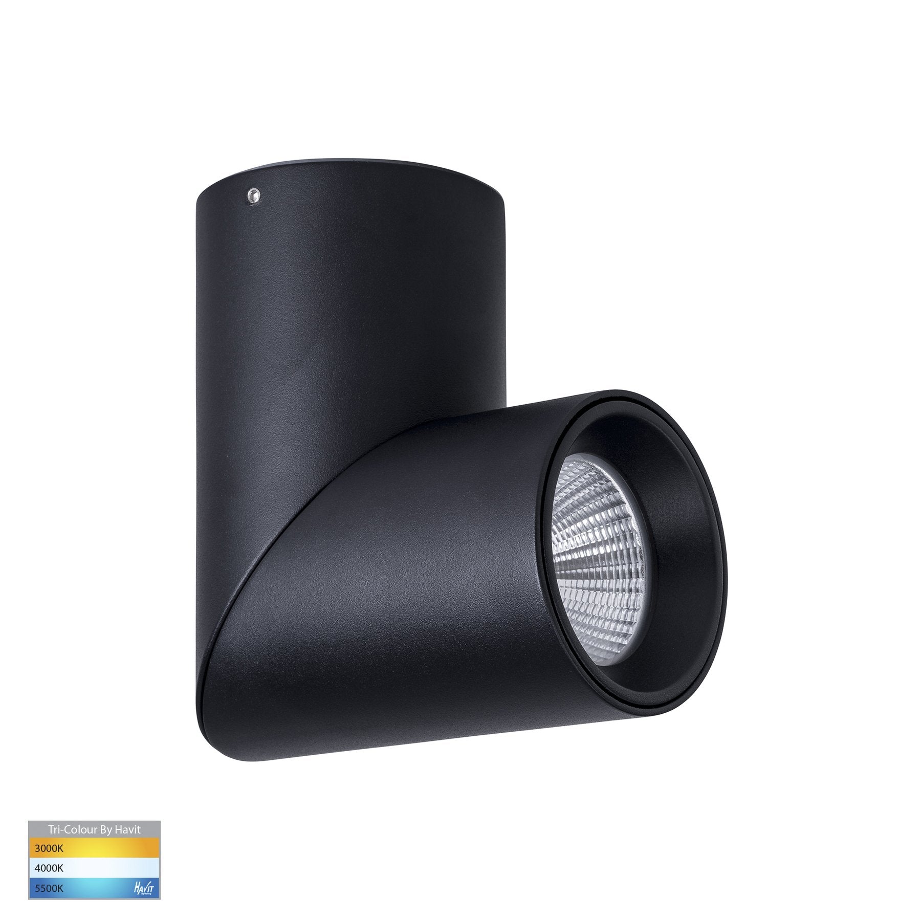 Nella 12w Rotatable Black Tri-Colour LED Surface Mounted Downlight