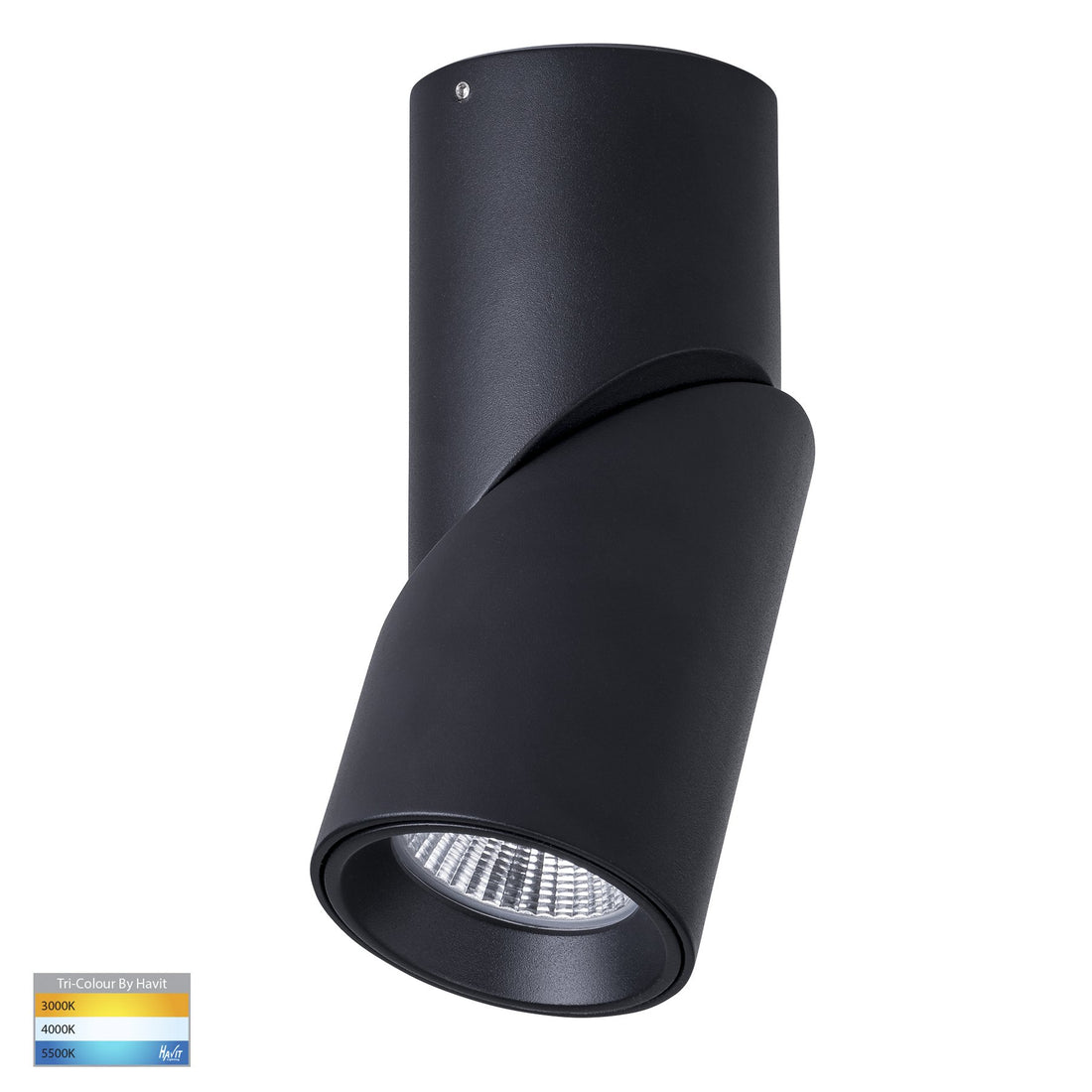 Nella 12w Rotatable Black Tri-Colour LED Surface Mounted Downlight
