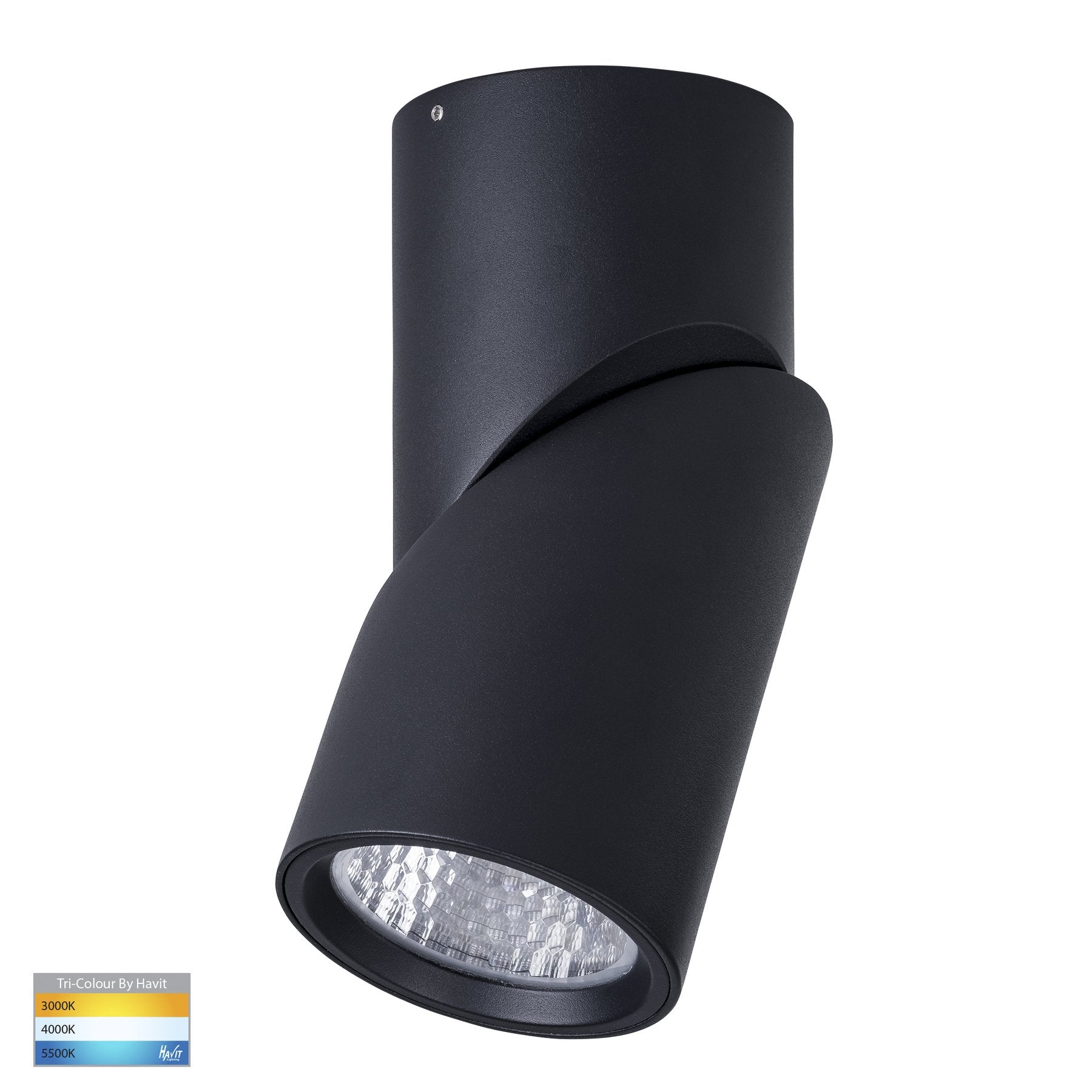 Nella 18w Rotatable Black Tri-Colour LED Surface Mounted Downlight