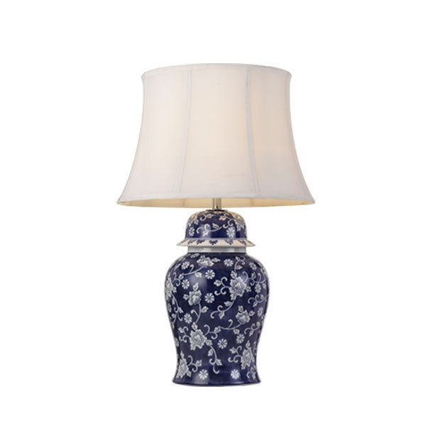Iris Blue with White Floral Vase Table Lamp