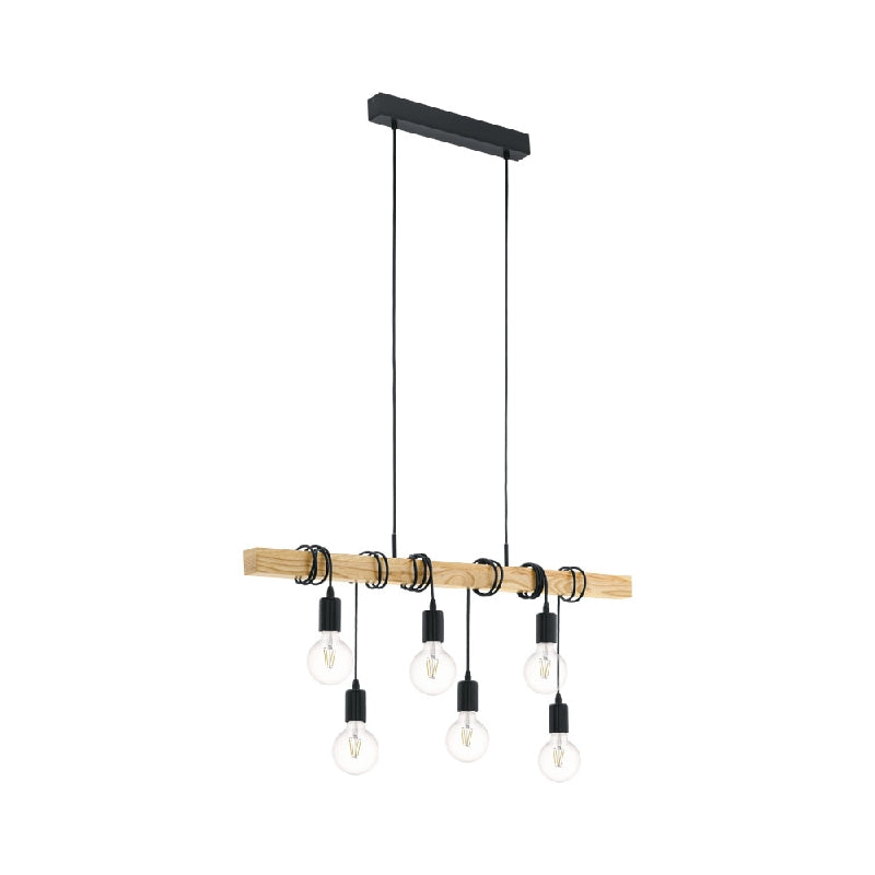 Townshend Black and Timber 6 Light Pendant