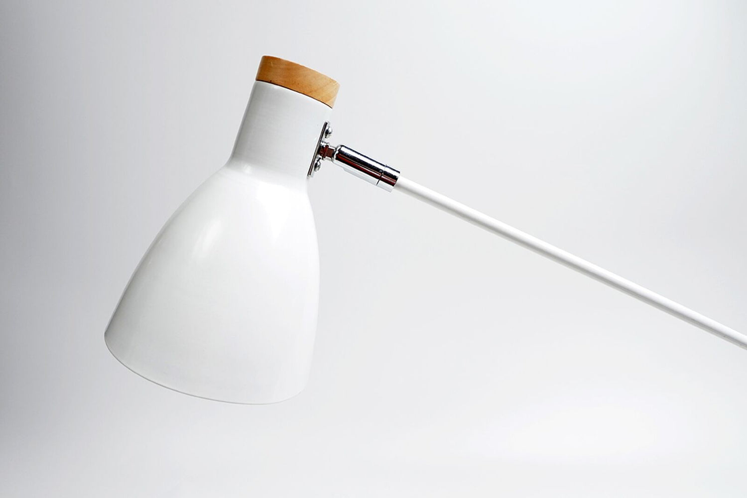 Scandinavian White and Timber Adjustable Modern Floor Lamp