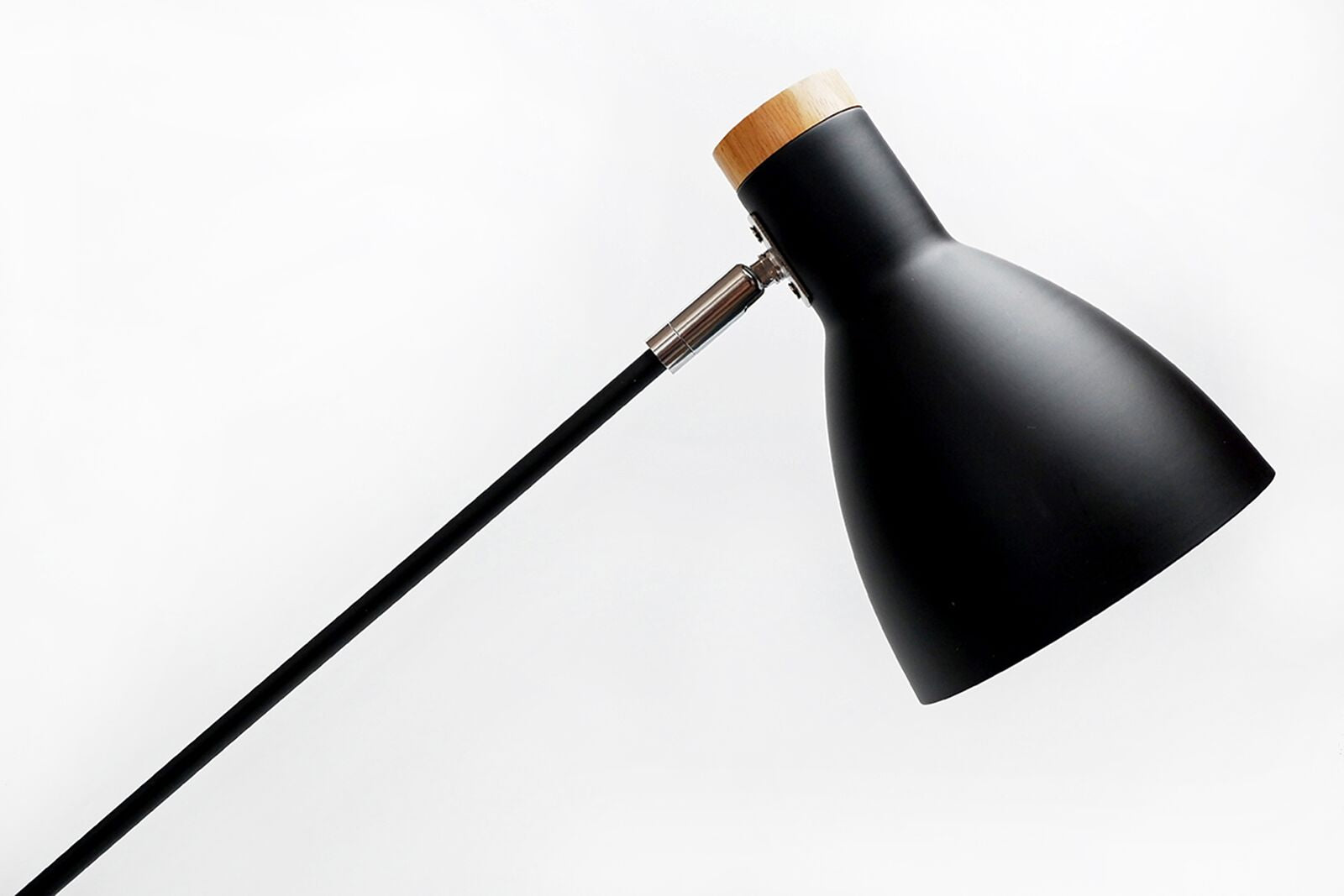 Scandinavian Black and Timber Adjustable Modern Floor Lamp