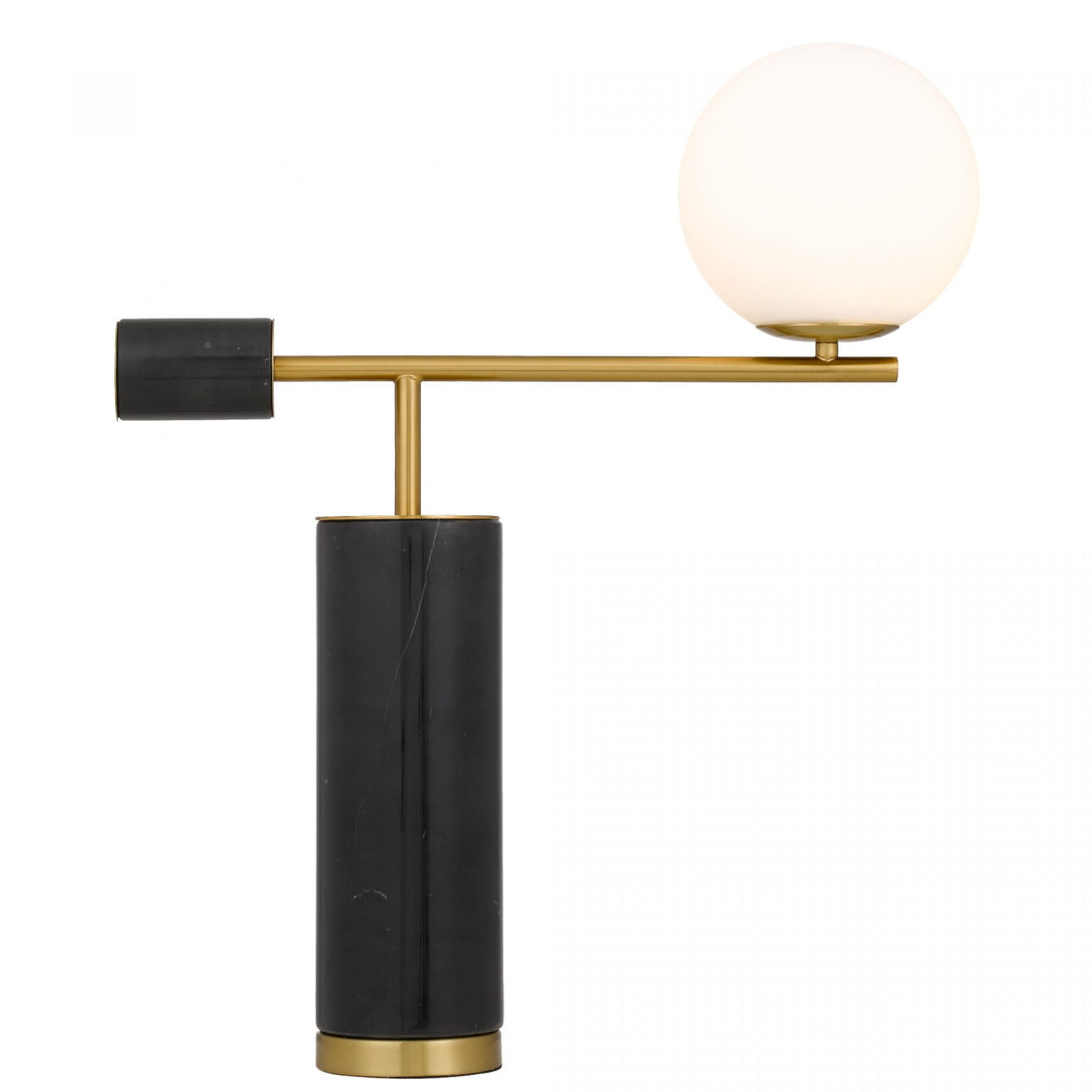 Justina Black with Antique Gold and Opal Modern Retro Table Lamp
