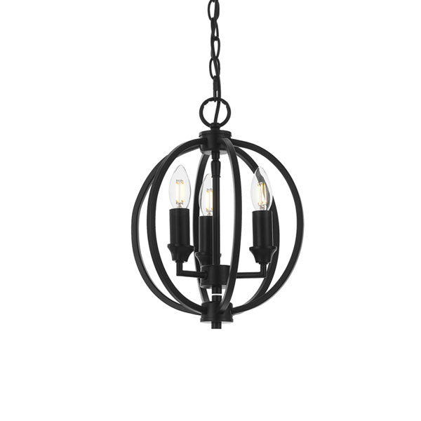 Kendall 3 Light Sphere Pendant Black