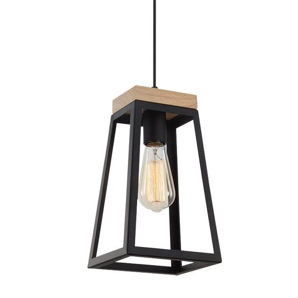 LANTERNA1 Black Trapezium Metal Frame Pendant