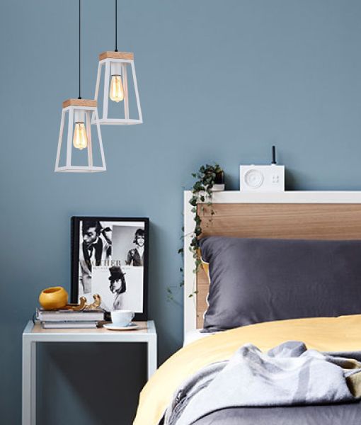 LANTERNA2 White Trapezium Metal Frame Pendant