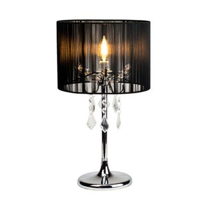 Paris Black Fabric String Shade with Chrome Traditional Table Lamp