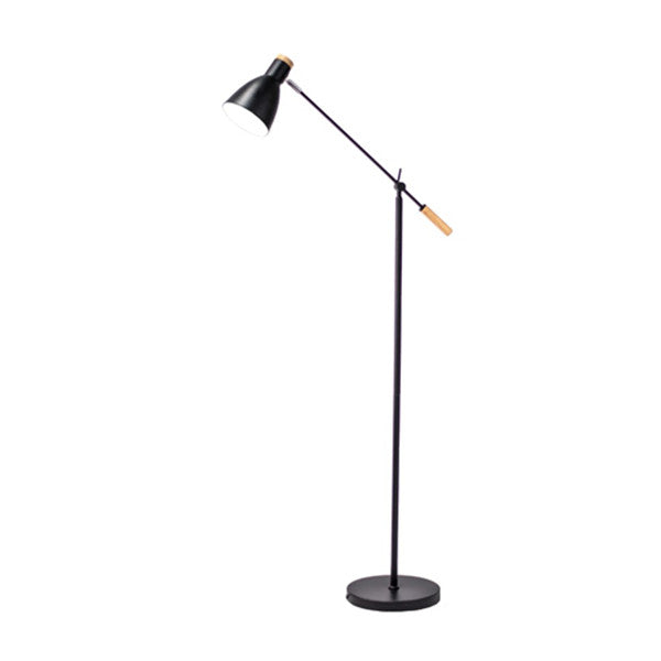 Scandinavian Black and Timber Adjustable Modern Floor Lamp