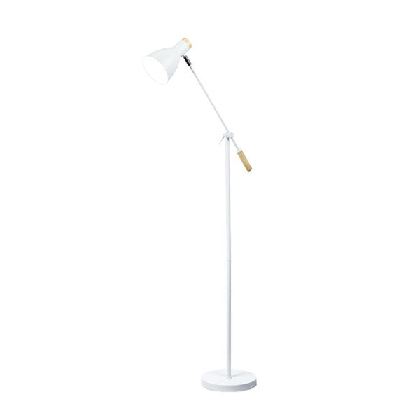 Scandinavian White and Timber Adjustable Modern Floor Lamp