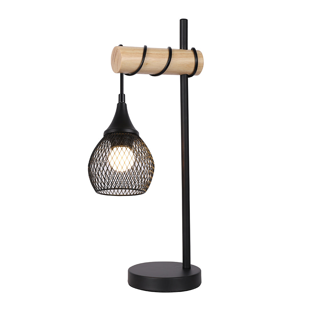 Lars Black and Timber Modern Table Lamp