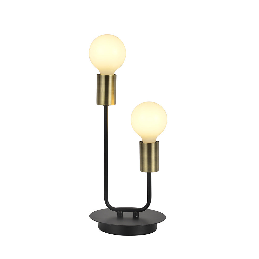 Roma Black and Antique Brass 2 Light Table Lamp