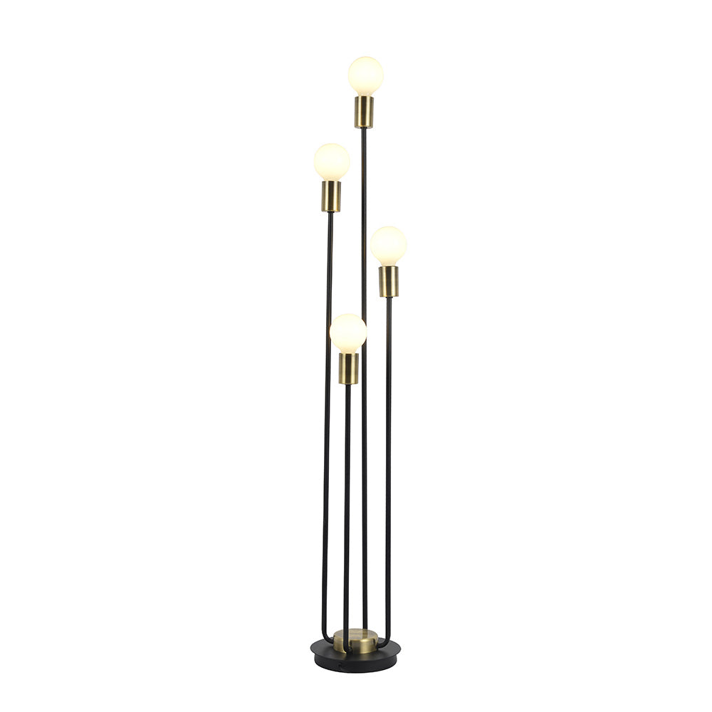 Roma Black and Antique Brass 4 Light Floor Lamp