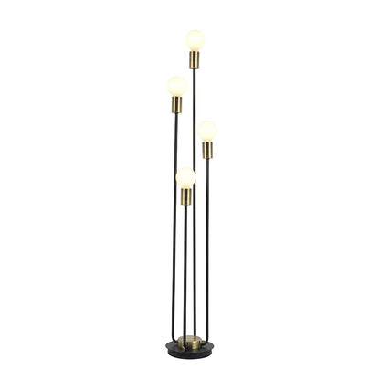 Roma Black and Antique Brass 4 Light Floor Lamp