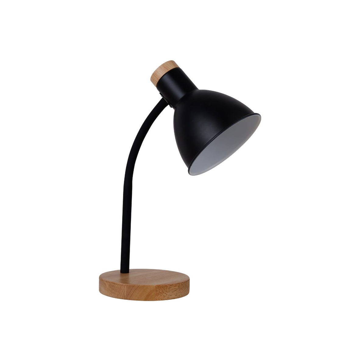 Merete Black and Timber Modern Desk Table Lamp