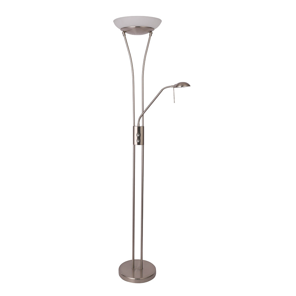 Reed Satin Chrome Mother and Child LED Floor Lamp