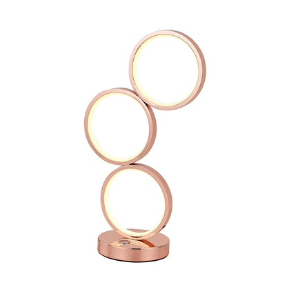 Iva Rose Gold LED 3 Ring Contemporary Table Lamp