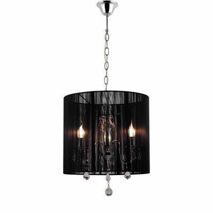 Paris Traditional String Shade and Crystal Black Pendant
