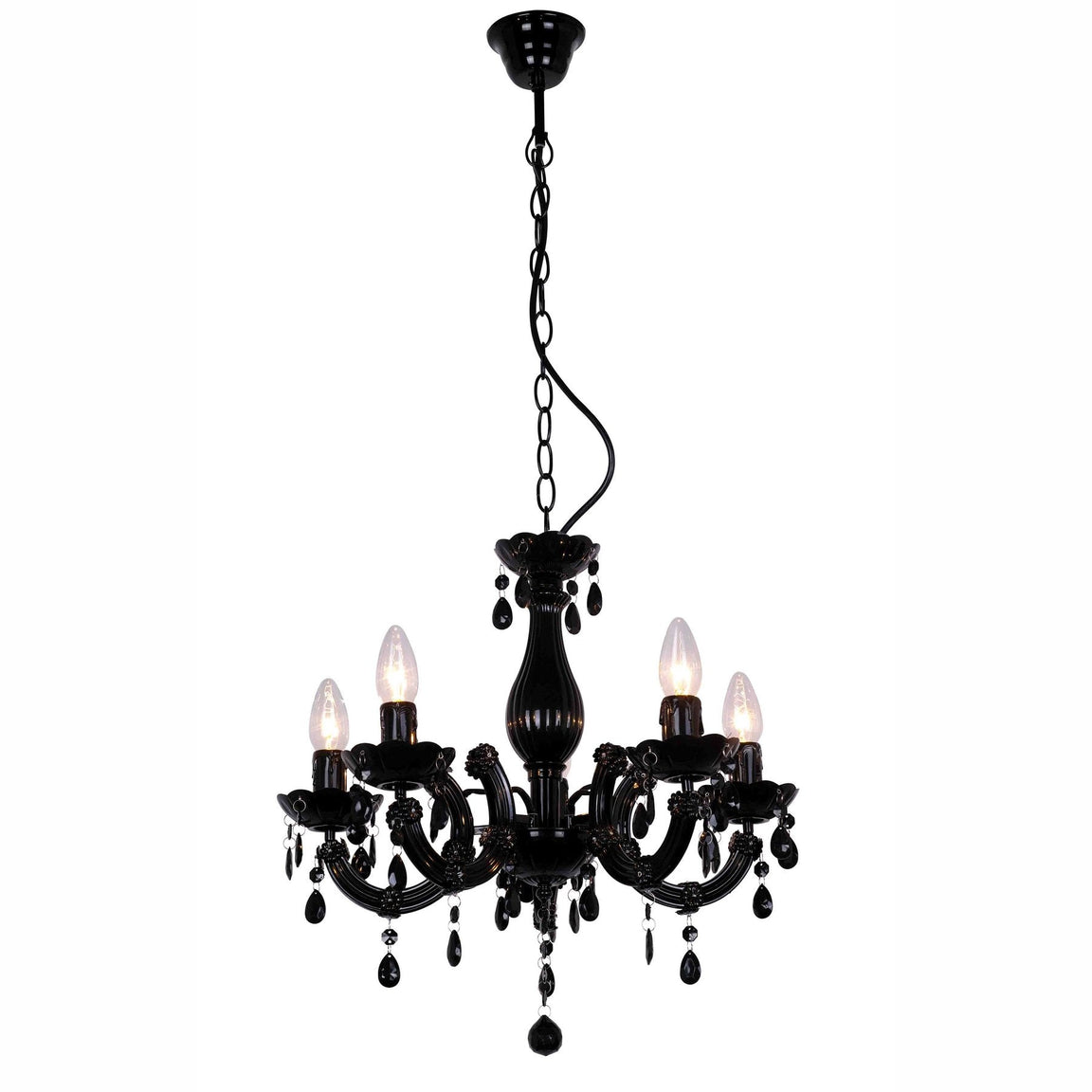 La Spezia Black 5 Light Black Acrylic Traditional Chandelier