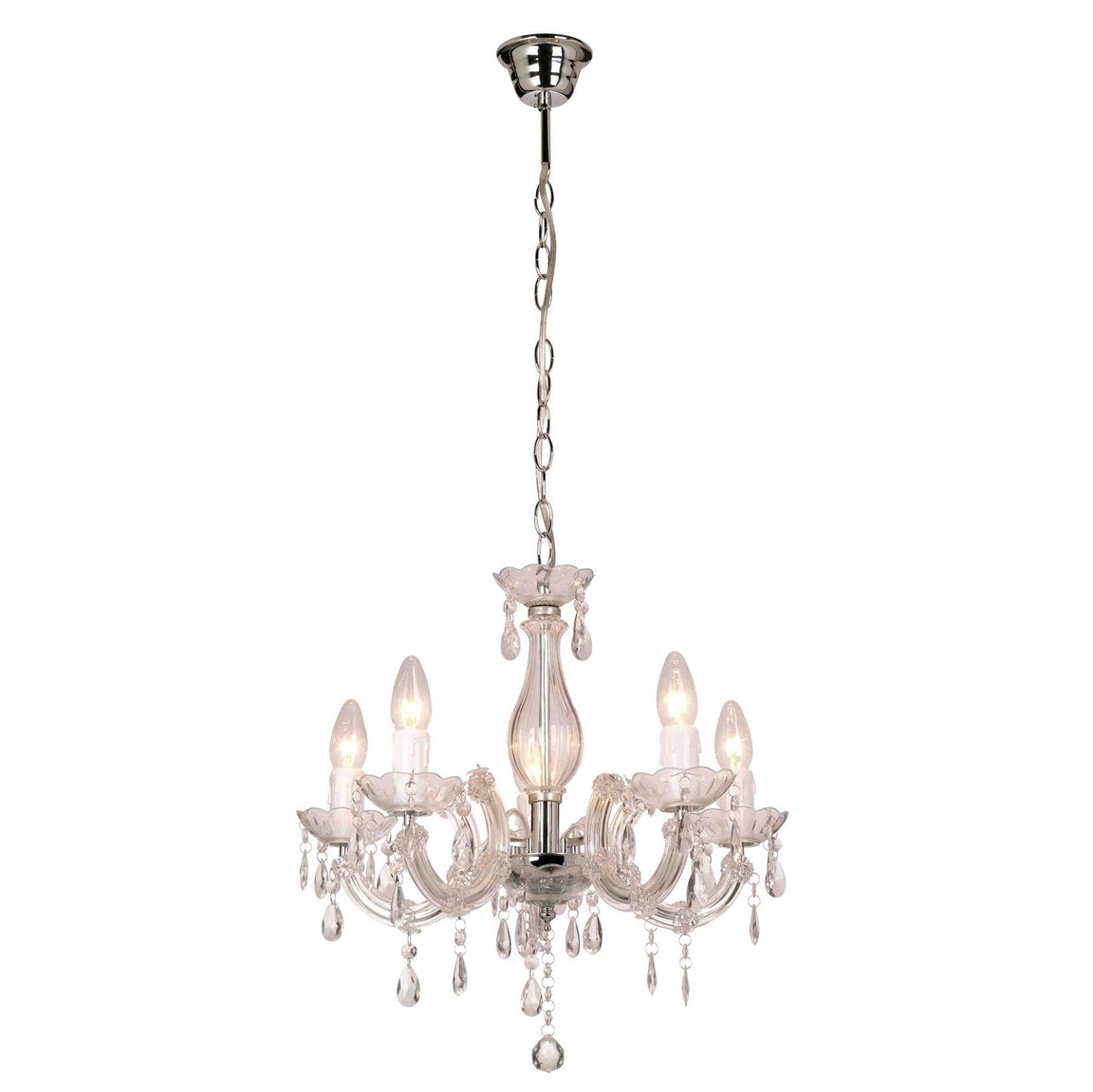 La Spezia Clear 5 Light Clear Acrylic Traditional Chandelier