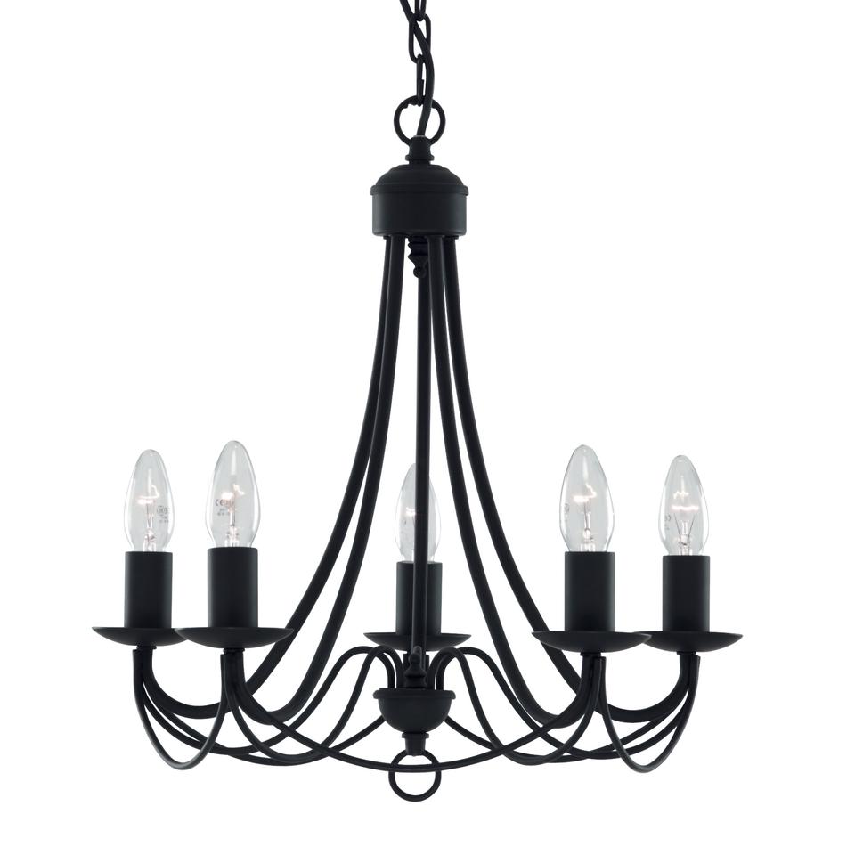 Zanzibar Black 5 Light Traditional Industrial Chandelier