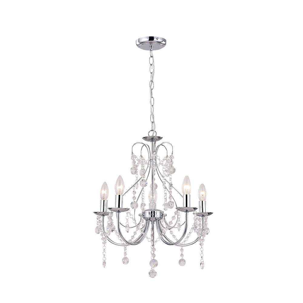 Renee Chrome and Clear Crystal Chandelier Pendant