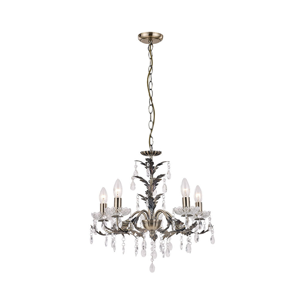 Michelle Antique Brass and Clear Crystal Chandelier Pendant