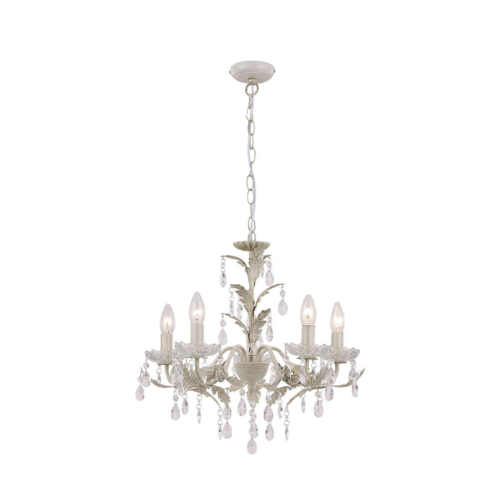 Michelle Cream Brushed Gold and Clear Crystal Chandelier Pendant
