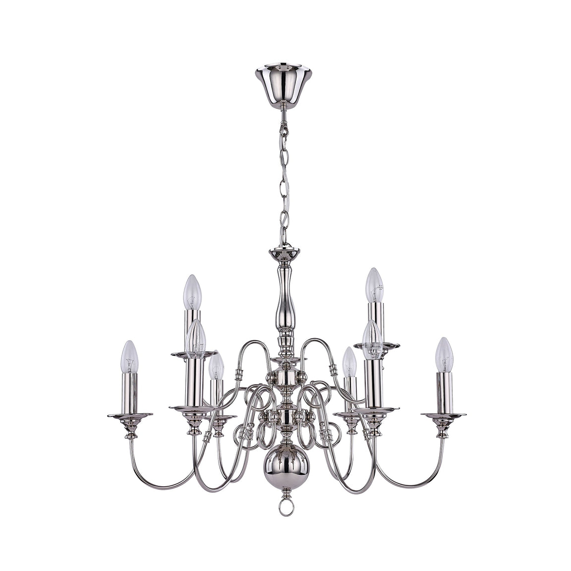 Ganeed 9 Light Satin Chrome Traditional Industrial Chandelier
