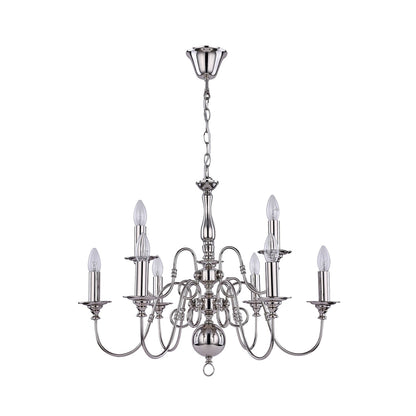 Ganeed 9 Light Satin Chrome Traditional Industrial Chandelier