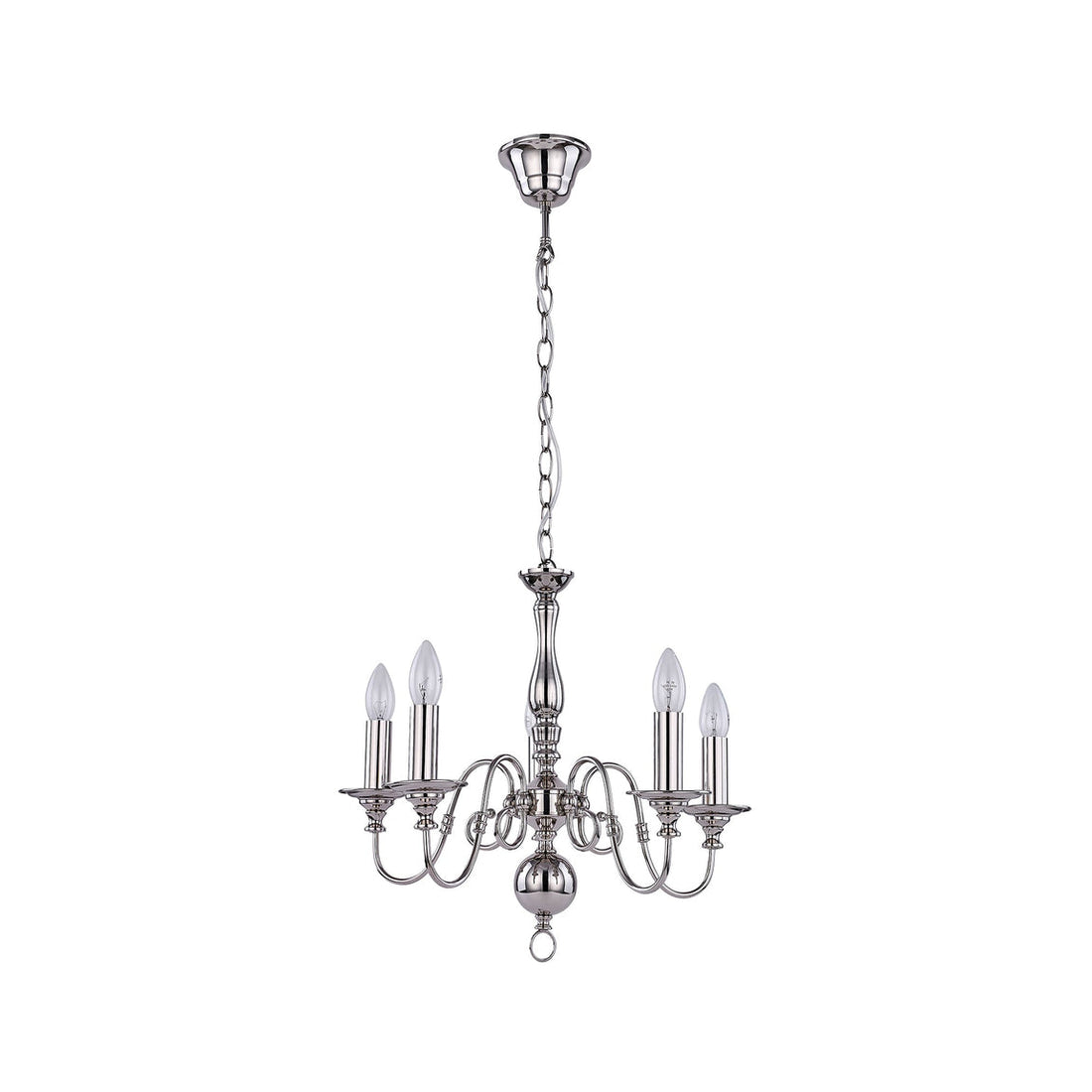 Ganeed 5 Light Satin Chrome Traditional Industrial Chandelier