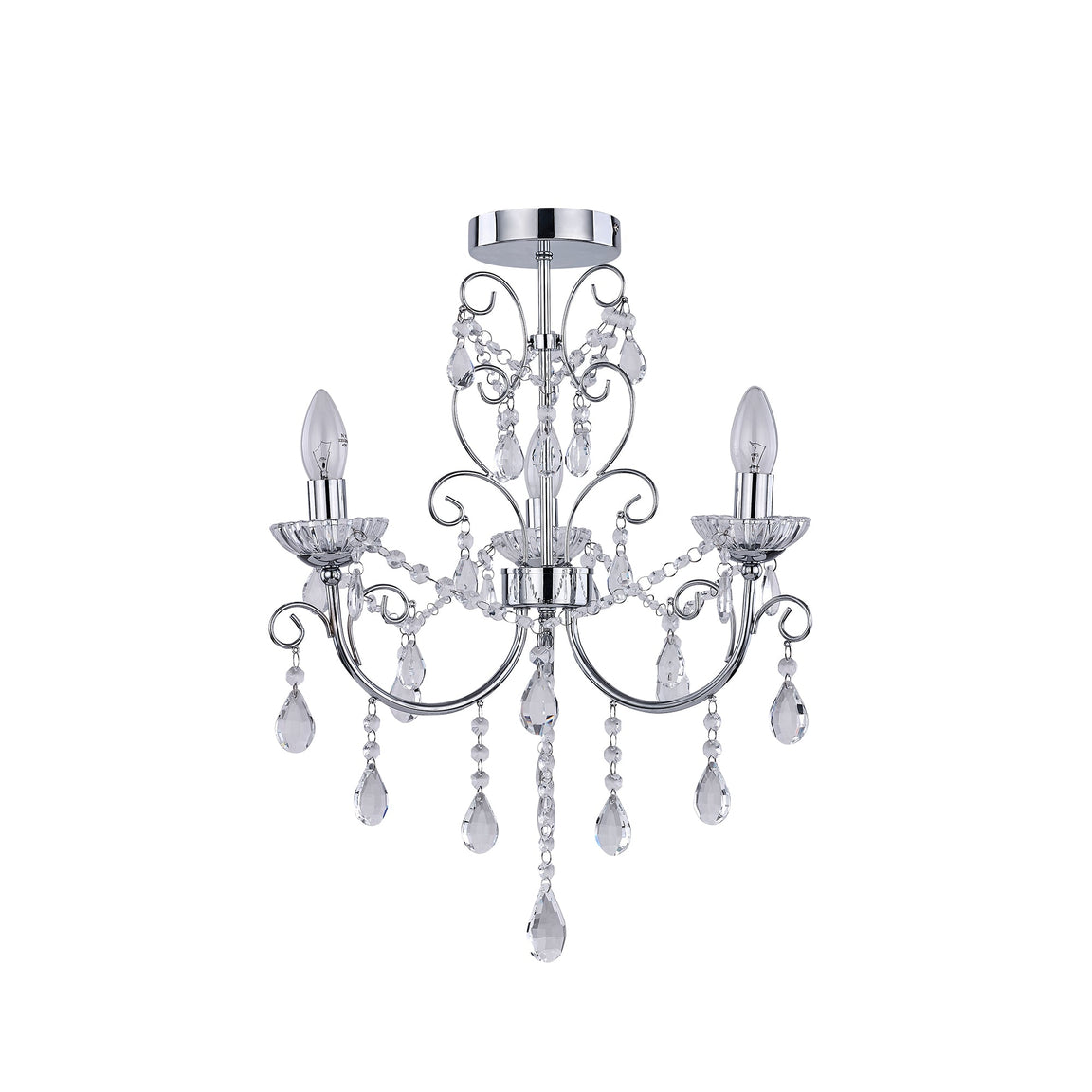 Renaissance 3 Light Chrome and Crystal Close to Ceiling Light