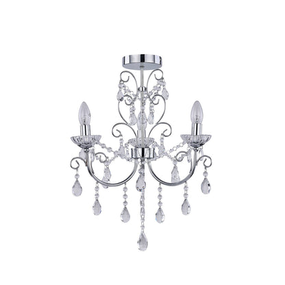 Renaissance 3 Light Chrome and Crystal Close to Ceiling Light