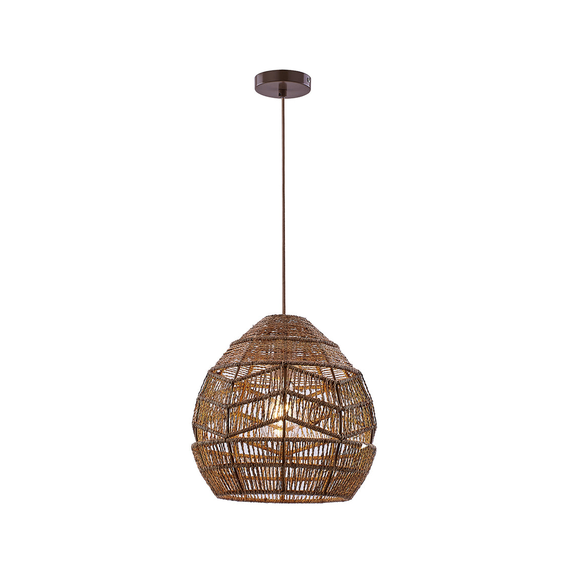 Tilda Rattan Rope Base and Natural Linen Shade Pendant