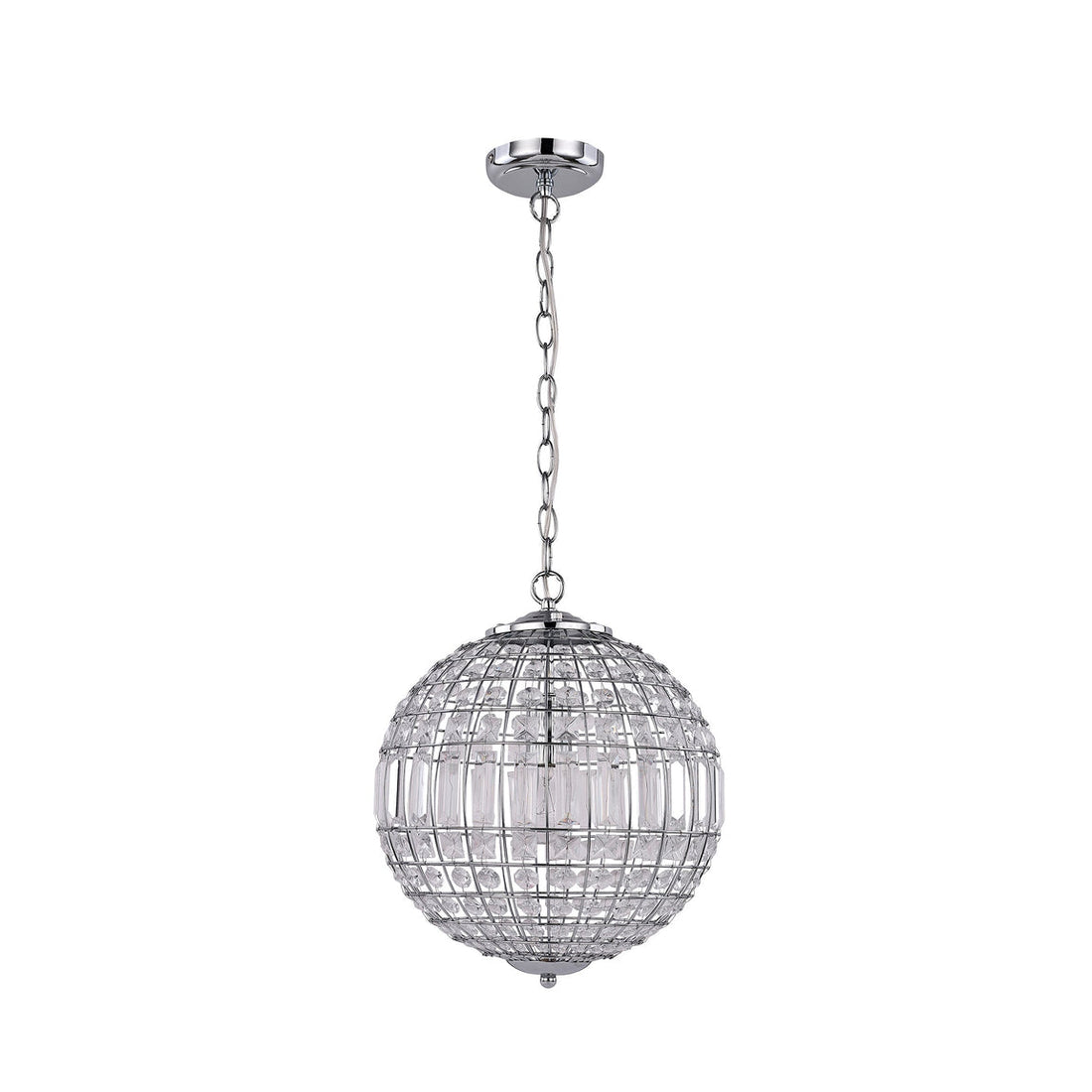 Lode Small 1 Light Glass and Chrome Ball Chandelier