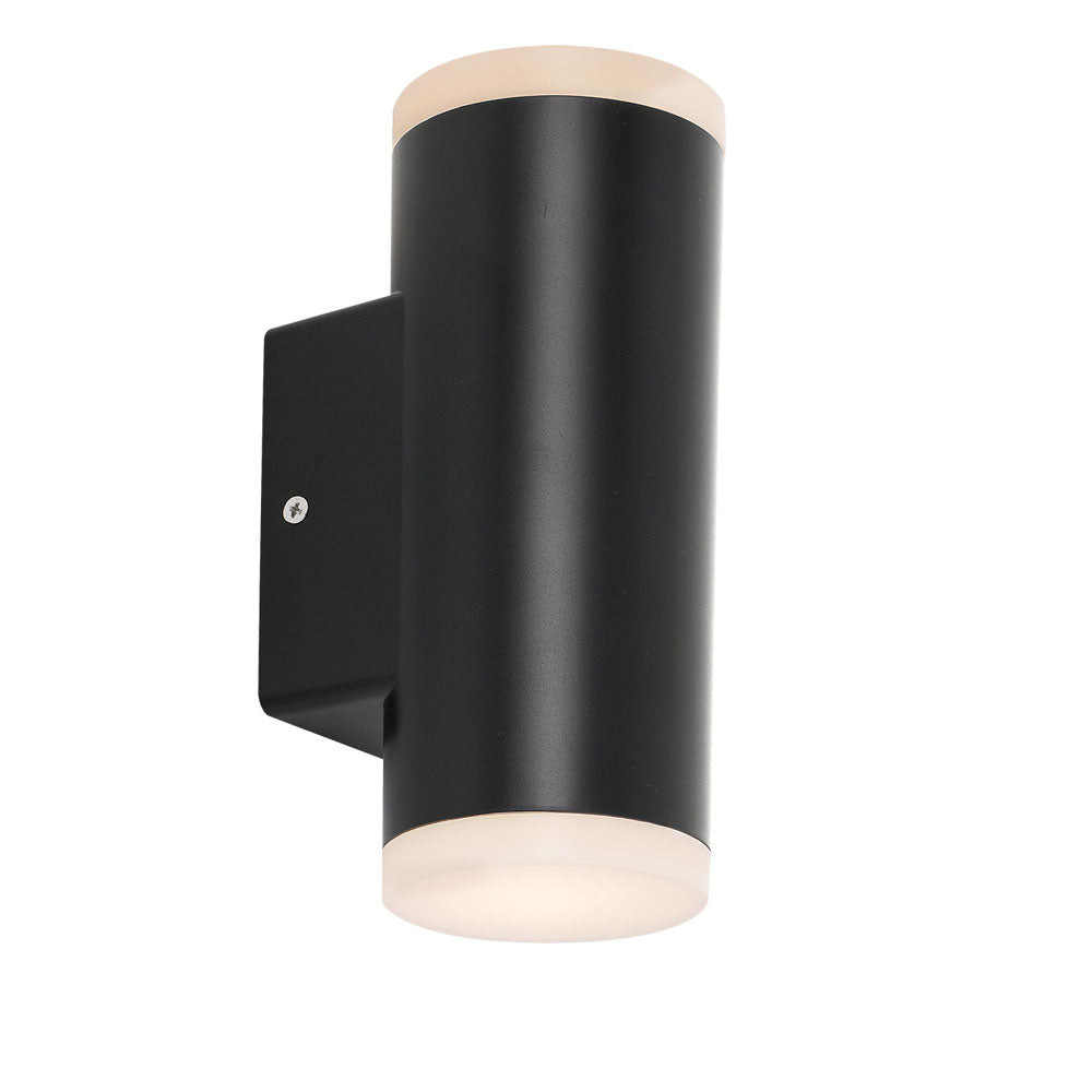 Ludek Black and Acrylic Cylinder LED Pillar Up/Down Wall Exterior