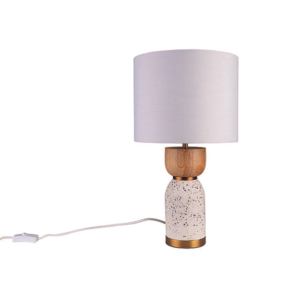 Lottie White Terrazzo and Natural Timber Modern Table Lamp
