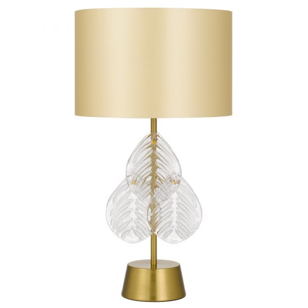 Melania Gold with Gold Contemporary Glass Leaf Table Lamp