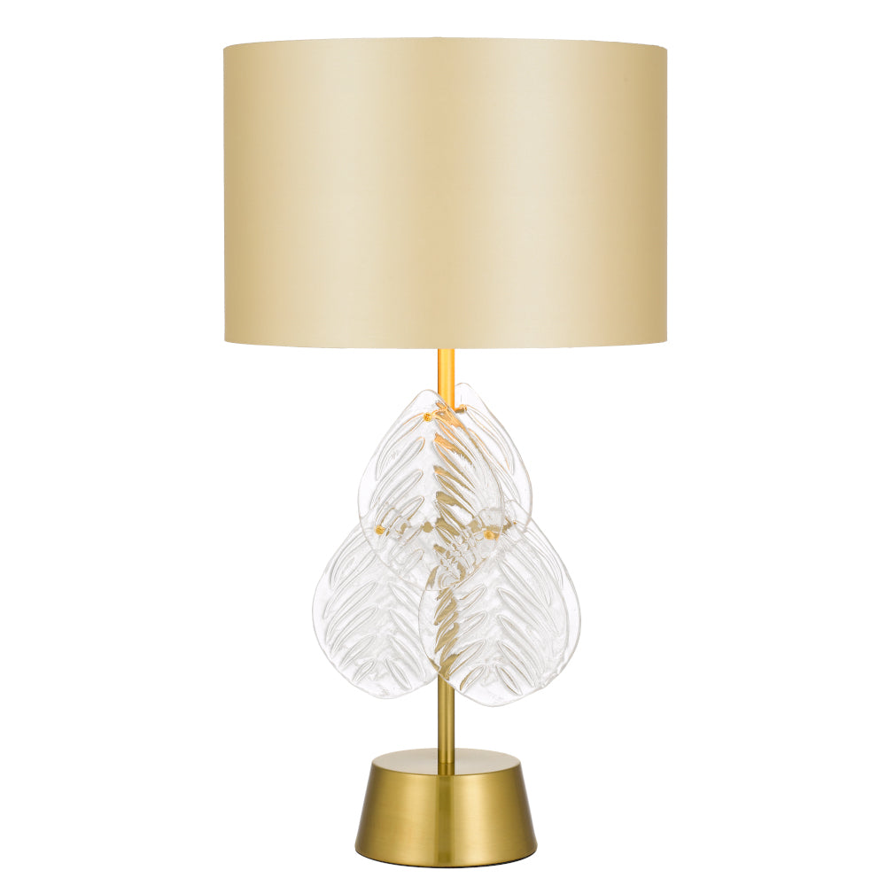Melania Gold with Gold Contemporary Glass Leaf Table Lamp