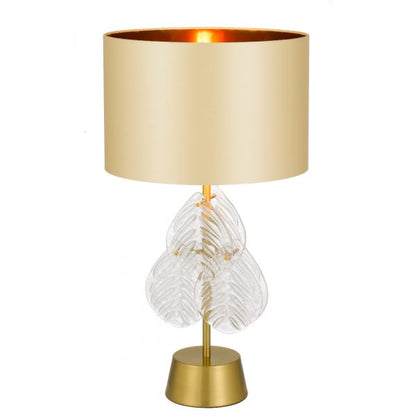 Melania Gold with Gold Contemporary Glass Leaf Table Lamp