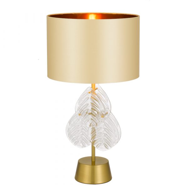 Melania Gold with Gold Contemporary Glass Leaf Table Lamp