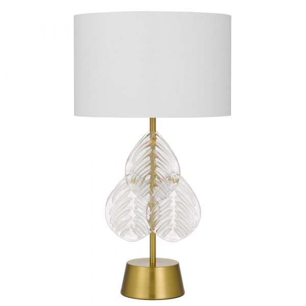 Melania Gold with White Contemporary Glass Leaf Table Lamp