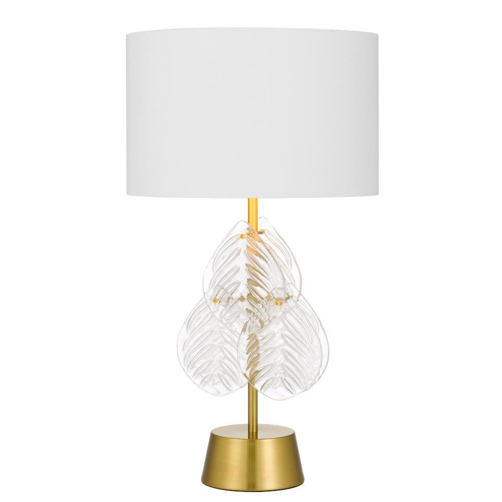 Melania Gold with White Contemporary Glass Leaf Table Lamp