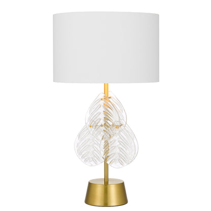 Melania Gold with White Contemporary Glass Leaf Table Lamp