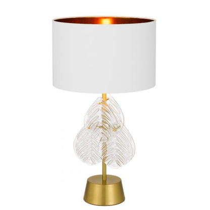 Melania Gold with White Contemporary Glass Leaf Table Lamp