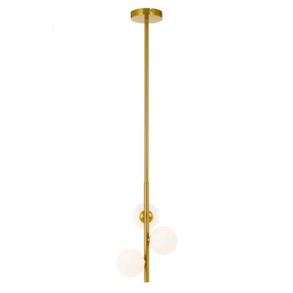 Moran 3 Light Antique Gold and Opal Glass Modern Retro Pendant