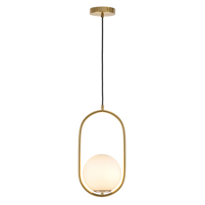 Ava Brass and Opal Glass Modern Pendant