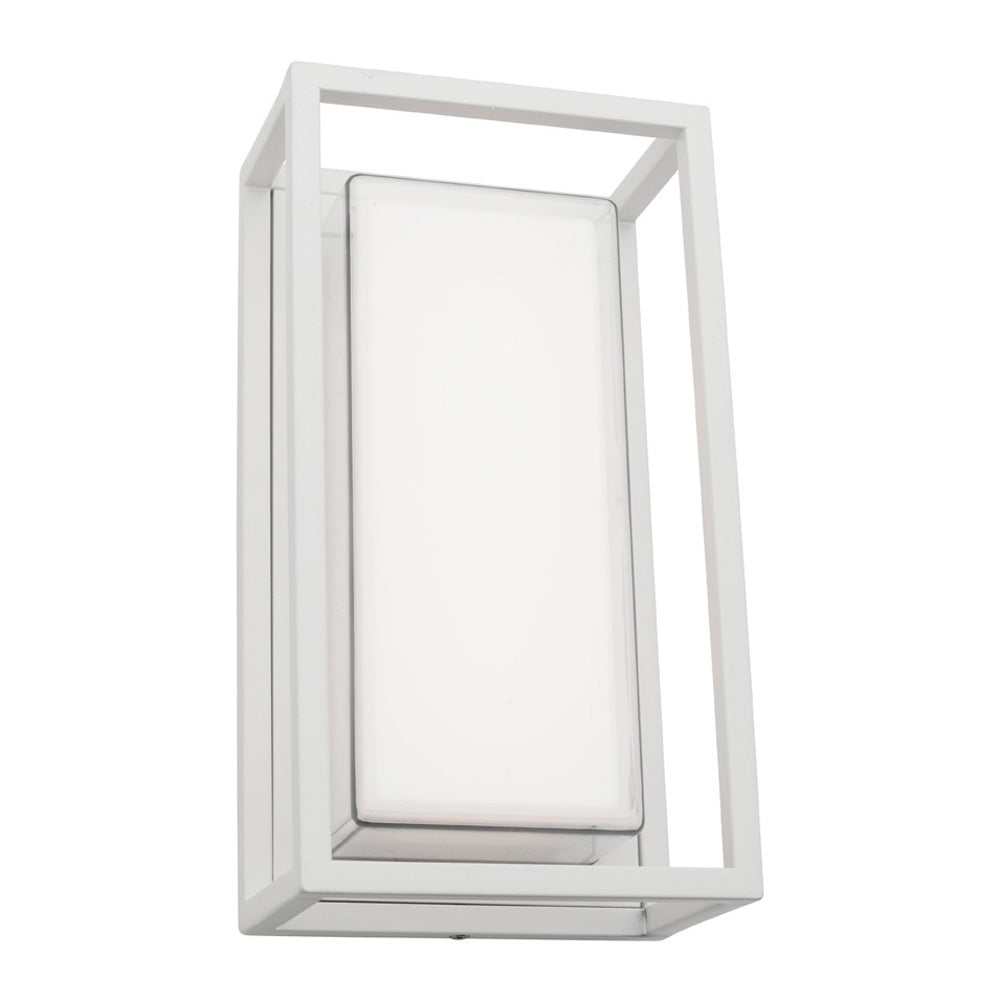 Cayman White Box and Frame LED Lantern Wall Exterior