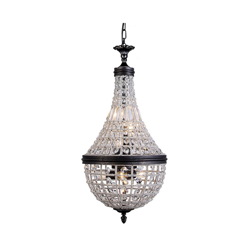 Marseilles Small 6 Light Crystal and Bronze Basket Chandelier